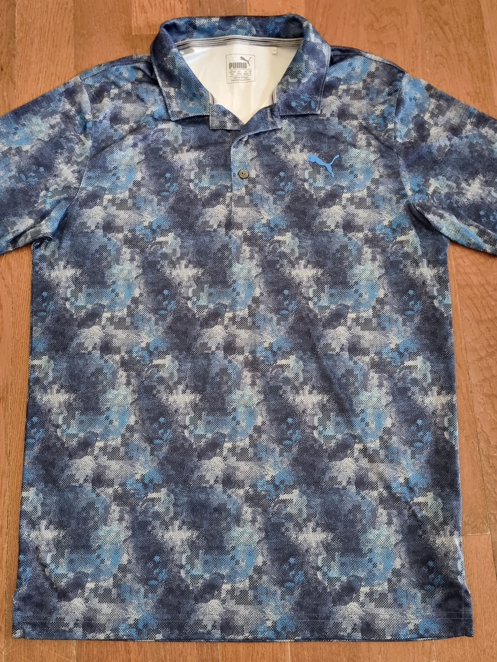 PUMA Blue Camo Polo Shirt Size S Used